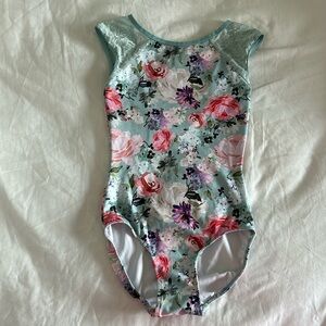Eleve blue floral printed leotard size small